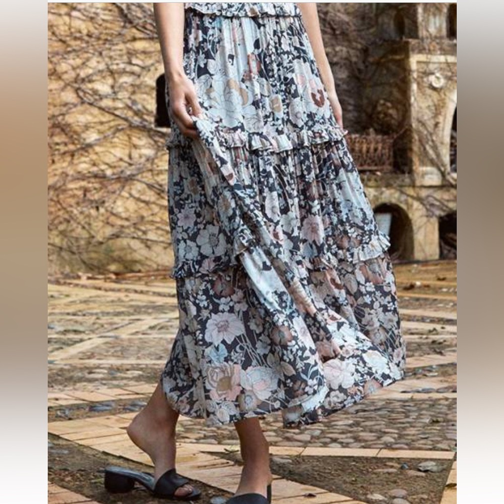 SPELL & THE GYPSY Collective Floral Maxi Skirt - Black and Cream Size M/L - Picture 2 of 11